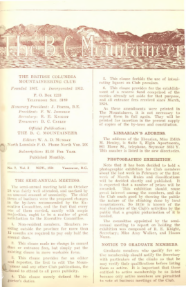 The B.C. Mountaineer 1924 November cover
